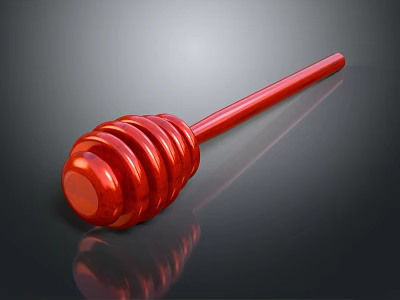 Red Spiral Honey Dipper With Long Handle For Kitchen Use 3d model