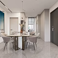 Elegant Modern Dining and Living Room Interior With Sofa Dining Table Decorative Wall And Rug