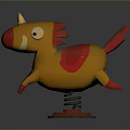 Yellow And Red Children's Rocking Horse Play Equipment With Spring Base
