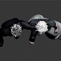 Two White Haired Male Characters In Different Outfits Standing Together 3D Render 3d model