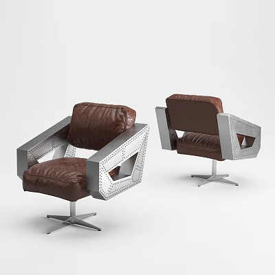 Industrial LOFT Office Chair Metal Leather Chair 3d model