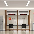 Modern Service Hall Interior with Comfortable Seats Newspaper Racks Vending Machines and Bright Lighting
