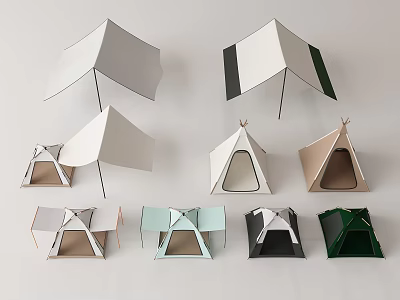 Assorted Colorful Tents with Various Shapes and Modern Design Styles 3d model