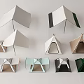 Assorted Colorful Tents with Various Shapes and Modern Design Styles