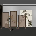 New Chinese-style partition glass screen partition 3d model