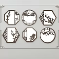 New Chinese Style Pattern Window Carved Combination 3d model