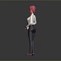3D Character With Pink Hair White Shirt Black Tie Dark Pants Pink Shoes Standing Pose
