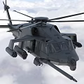 Military Helicopter Flying In Sky With Clouds 3d model