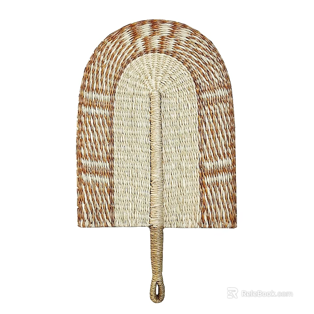 Handmade Woven Arched Wall Hanging with Natural Brown Beige Textured Pattern 3d model 