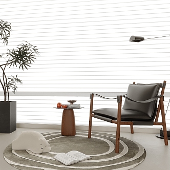 Modern Leisure Chair Single Chair Floor Lamp Venetian Blinds 3d model