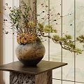 Elegant Bonsai Potted Plant With Lush Greenery In Ceramic Pot On Wooden Table Interior Decor