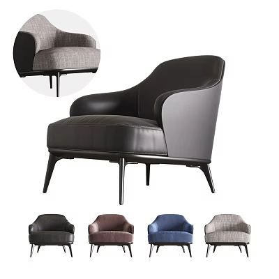Modern Accent Chair With Multiple Colors Leather Upholstery And Metal Legs 3d model