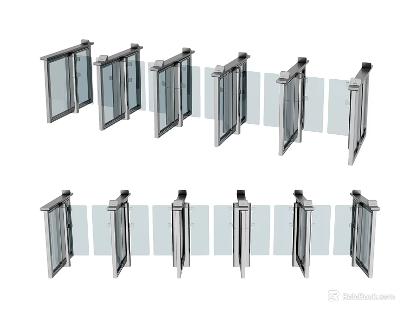 Public Facilities Automatic Entrance Doors Various Stainless Steel Designs For Commercial Buildings 3d model 