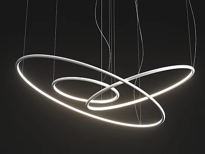 Modern Circular Chandelier with Intertwined LED Rings and Minimalist Hanging Design 3d model