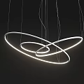 Modern Circular Chandelier with Intertwined LED Rings and Minimalist Hanging Design