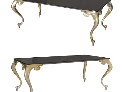 Elegant Coffee Table With Black Glass Top And Ornate Gold Carved Legs 3d model