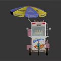 Shanity Brand Street Food Cart With Yellow Blue Umbrella And Transparent