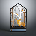 House Shaped Woodland Decorative Art Sculpture Featuring Trees Birds And Deer