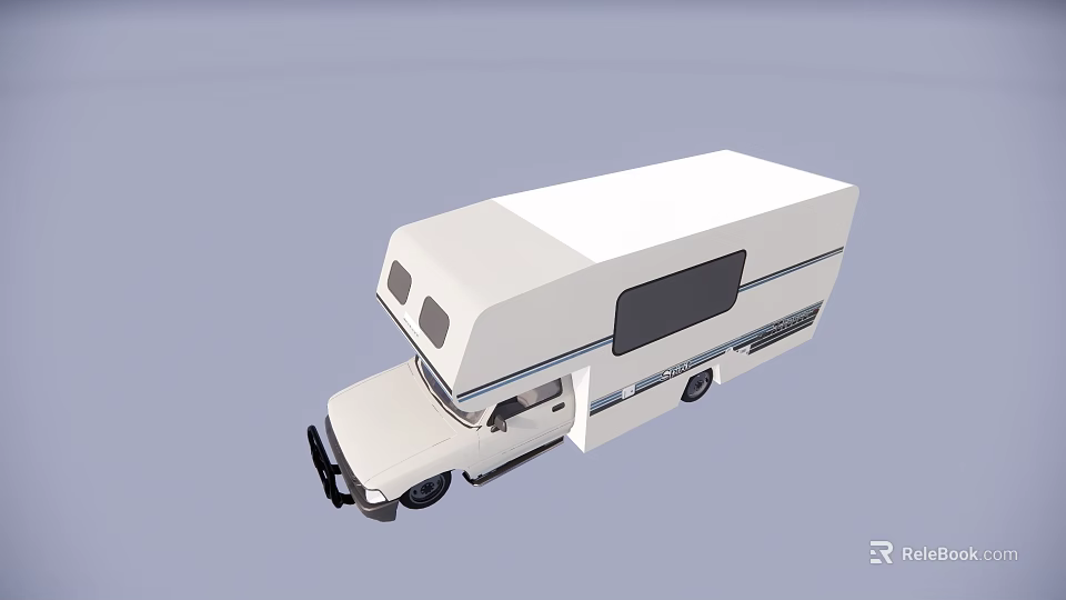 White Camper Van Automobile With Side Windows And Exterior Design 3d model 