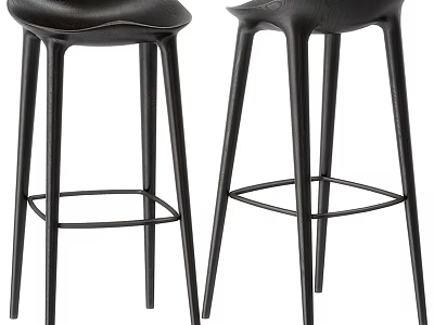 Modern Bar Stools With Sleek Leather Seats And Sturdy Metal Legs For Home Kitchen 3d model
