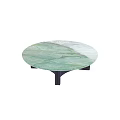 Modern Green Marble Round Coffee Table With Natural Veins And Dark Base