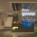 Modern Restaurant Interior With Open Kitchen Bar Counter And Decorative Artworks