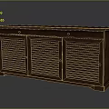 Dark Brown Wooden Entryway Console Cabinet With Flat Top Louvered Doors And Storage