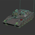 3D Rendered Military Tank With Metallic Surface Cannon Antennas And Red Marking