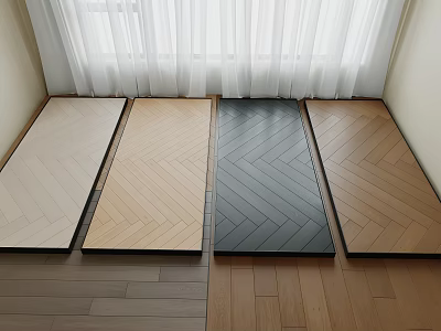 Wooden Flooring Herringbone Pattern Samples with Color Variations in Indoor 3d model