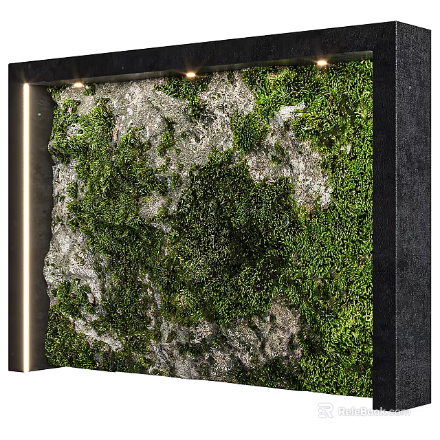 Moss Wall Decor With Framed Lighting And Natural Texture 3d model 