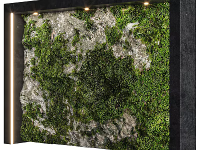 Moss Wall Decor With Framed Lighting And Natural Texture 3d model