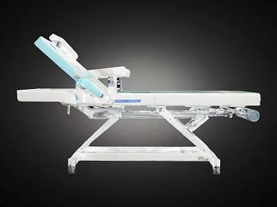 Medical Examination Table With Adjustable Blue Cushion And Sturdy White Frame 3d model