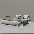 Poliform Minimalist Mattress With Light Gray Bedding Decorative Pillows And Soft Blanket