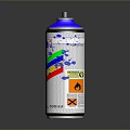 Colorful Household Spray Can With Blue Cap And Rainbow Stripes Design