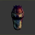 Game Movie Character Mythical Dinosaur Head 3D Model With Purple Blue Gradient Red Glowing Eyes