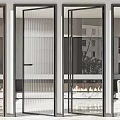 Modern Interior Swing Door Design With Glass Panel And Black Frame 3d model