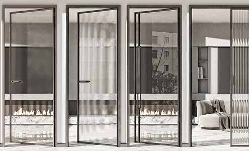 Modern swing door glass door combination 3d model