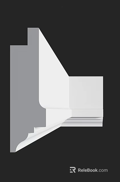Elegant White Decorative Gypsum Moulding With Architectural Detail For Interior Wall 3d model 