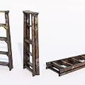 Three Vintage Wooden Shelves For Home Storage And Decorative