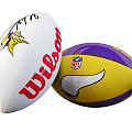 Sports Equipment Collection with Vikings Footballs Helmet Star Shaped Item and Plastic Crates