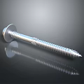 Metal Screw With Flat Head Threaded Shank And Sharp Tip On Reflective Surface 3d model