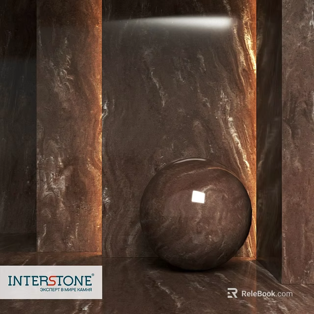 Brown Marble Sphere Component With Shiny Surface And Wall Background Design 3d model 
