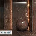 Brown Marble Sphere Component With Shiny Surface And Wall Background Design