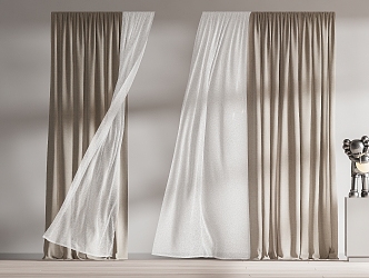 modern curtain fabric curtain gauze curtain fabric curtain 3d model