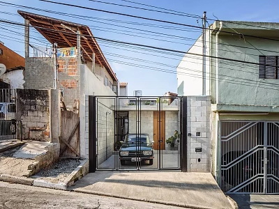 Homestay Building Exterior With Glass Door Entrance And Modern Urban Design 3d model