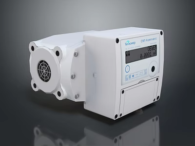 Coriolis Mass Flow Meter For Accurate Measurement With Digital Display And White Housing 3d model