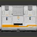 Cartoon Scene Featuring Futuristic White Square Frame With Orange Blue Accents Hollow Center Shiny Base