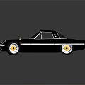 Sleek Black Classic Sports Car With Round Headlights Chrome Accents And Shiny Finish