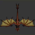Fantasy Red Dragon With Yellow Wings And Detailed Scales In Flying Pose