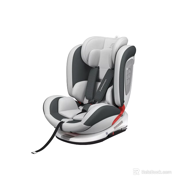 Gray And Black Child Car Seat With Ergonomic Padded Design And Safety Straps 3d model 